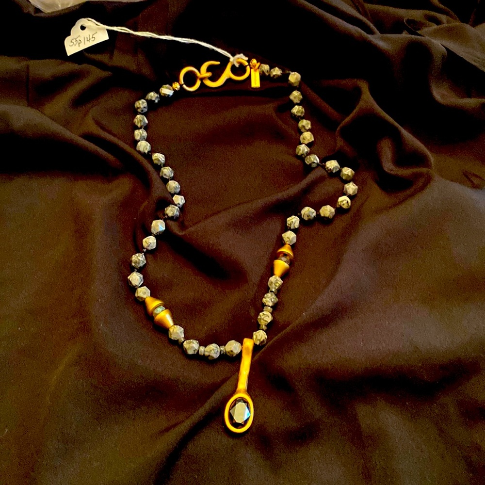 Ladies gold stone and crystal necklace